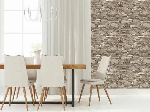 NATURAL BEIGE BRICK DRY STONE WALL EFFECT REALISTIC WALLPAPER DEBONA 1282 - Picture 3 of 5