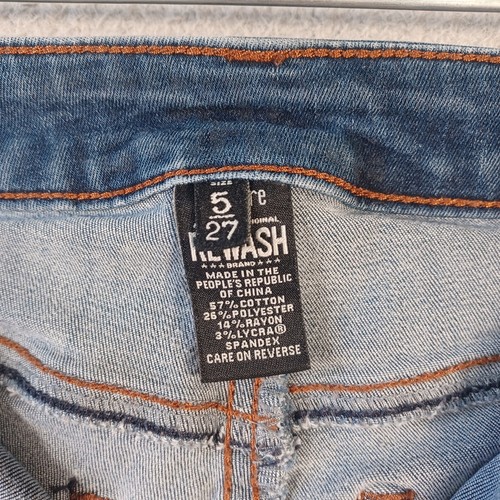 Rewash Girls Blue Jeans Size 5 Distressed #bemore Zip Button Soft Comfortable - Picture 2 of 15