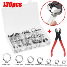 130x Mini Hose Clamp O Clips Fuel Line Petrol Pipe Clamps Air Hose Crimping Tool