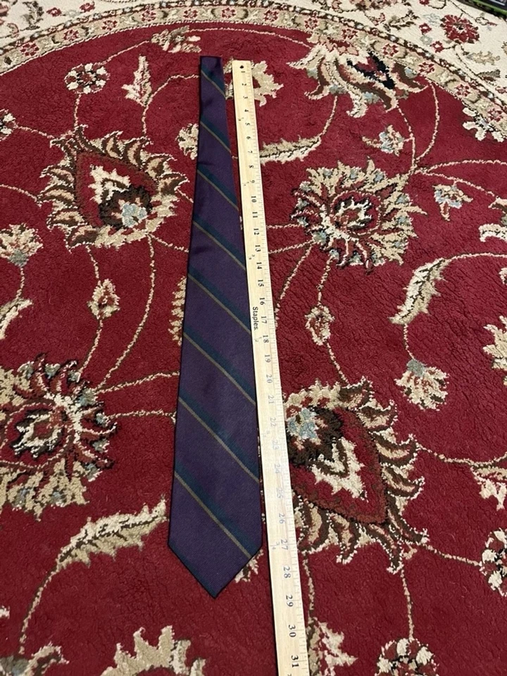 Corbata de cuello Pendleton de seda pura a rayas horizontales vintage para hombre Foto 2 de 4