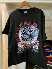 Rare Vintage 90's Buffalo Sabres NHL Lightning Design Hockey T-shirt
