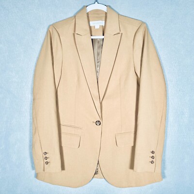 Outerknown Jacket Womens 4 Beige Stretch Single Button Blazer Quiet Luxury
