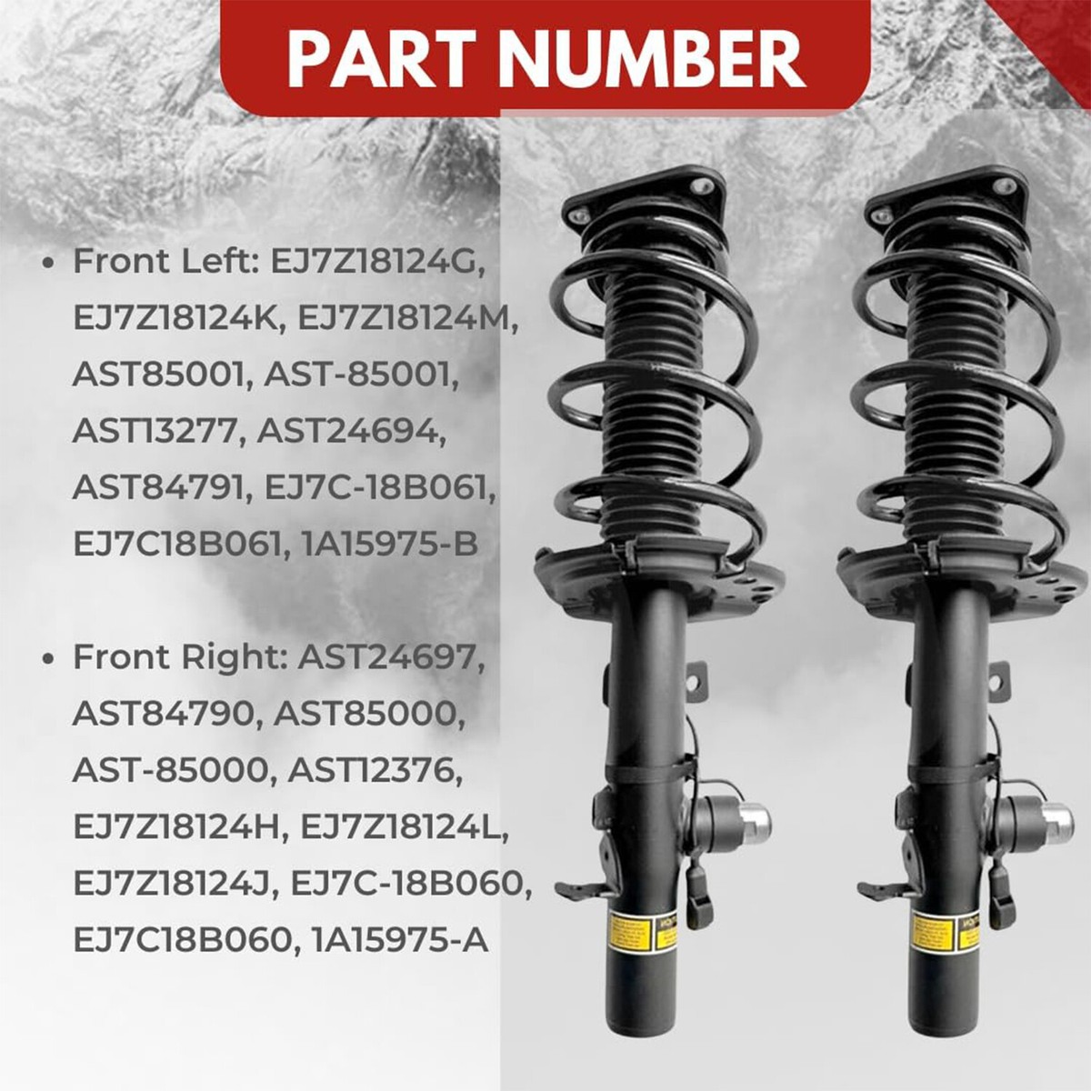 Pair Front Strut Assemblies With Electronic Suspension For 2015-2019 Lincoln MKC (2.0L, 2.3L)