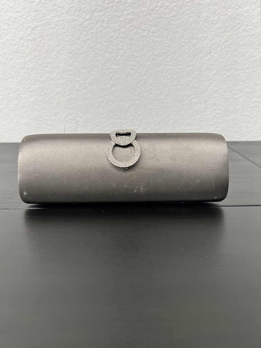 Women's Grey Satin Isabeel Double Ring Clutch Bag