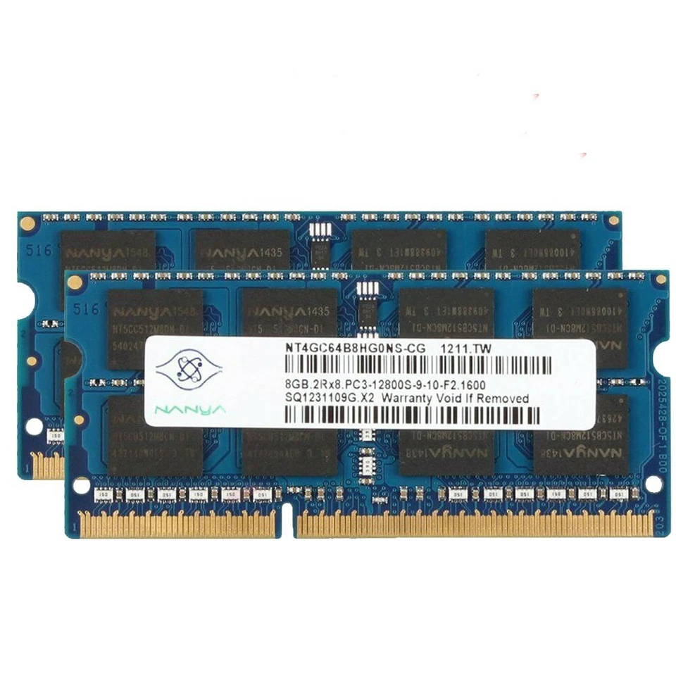 16GB Kit 2x8GB 4GB 2G PC3-12800S DDR3 1600MHz 204Pin Laptop Memory RAM NANYA LOT - Image 2 of 4