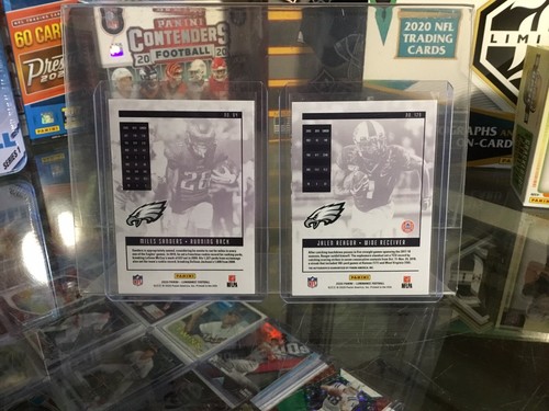 2020 Luminance JALEN REAGOR AUTO RC /100 + Miles Sanders /75 Green Eagles - Picture 4 of 5