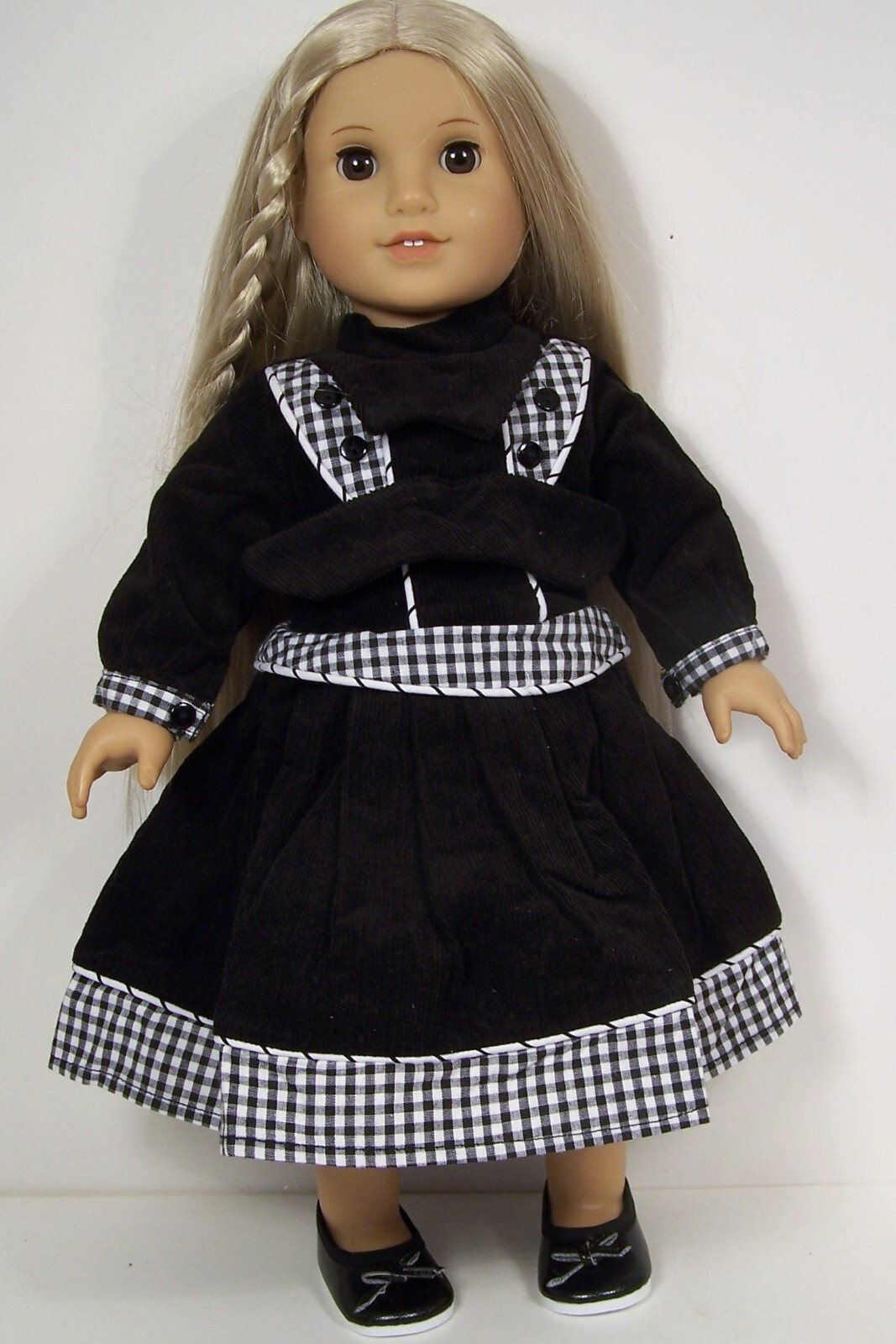 Black Corduroy Winter Dress Doll Clothes For 18&rdquo; American Girl (Debs*)