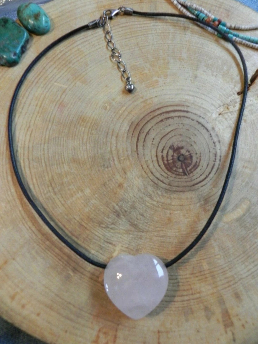 Rose quartz on sale leather necklace