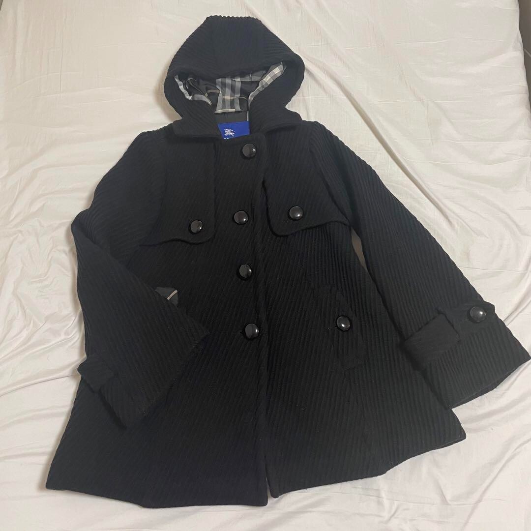 BURBERRY London Blue Label FNF16-876-09 black wool A-line coat for women size 38