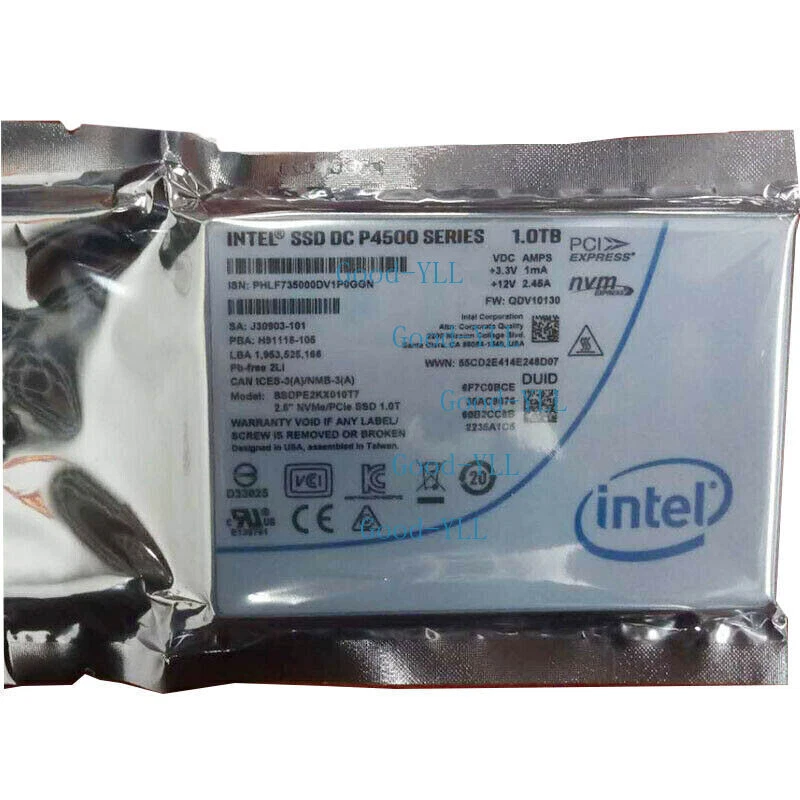 New Intel SSD DC P4500 1TB 2TB 4TB NVME U.2 2.5" PCIE Series Solid State LOT - Image 2 of 4