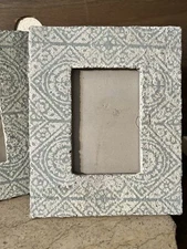 2 Creative Co-Op Photo Picture FrameS Shabby Distressed Chippy CEMENT green GRAY