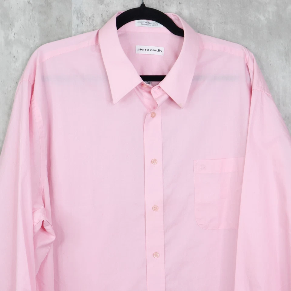 Pierre Cardin Button Up Shirt Mens Size 18 Pink Long Sleeve 34/35 - Image 2 of 4