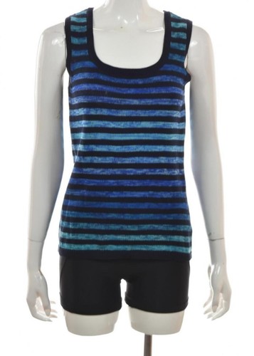 Jones New York Womens Sweater Size S Blue Striped Scoop Neck Sleeveless Cotton - 第 1/5 張圖片