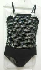 NWOT Dance costume leotard black child size intermediate 6x-7 hologram dot