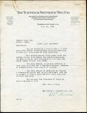 TORRINGTON, CT ~ THE TURNER & SEYMOUR MFG. Co., Hardware ~ 1926 LETTERHEAD