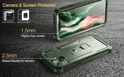 Dexnor Full Body Case for iPhone 13/14 Built-in Kickstand Shockproof Cover - Photo 48 sur 49