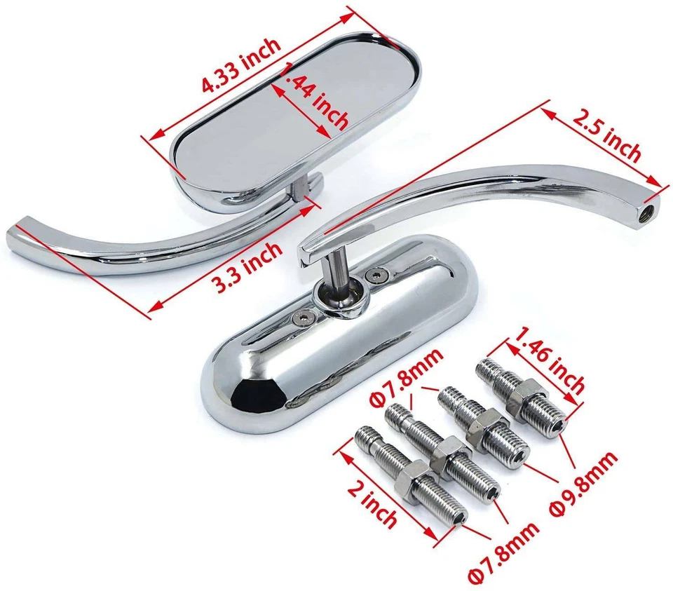 Espejos retrovisores cromados para motocicleta Harley Davidson Heritage Softail Fatboy Foto 3 de 4