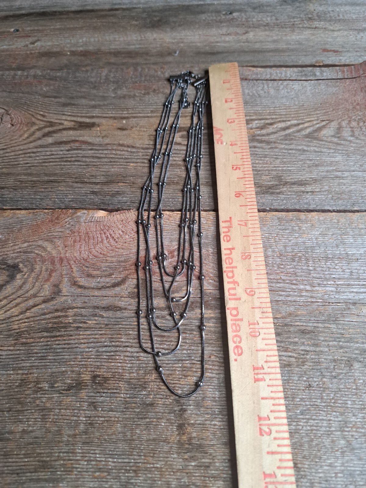 Black Triple Multi Stranded Necklace Cascading Fa… - image 8