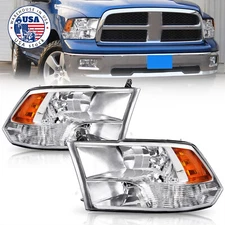 For 09-18 Dodge Ram 1500/2500/3500 Quad Chrome Headlights Parking Signal Lamps