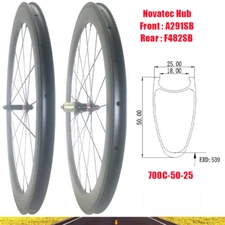 700C Carbon Fiber Road Bike Wheelset Clincher 50x25mm Novatec A291SB F482SB Hub