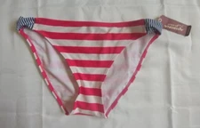 Arizona Striped Patriotic Side-Cross Hipster Swim Bottoms Size L New Msrp $28.00