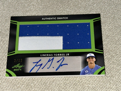 LINERAS ''LENNY'' TORRES 2017 LEAF PERFECT GAME AUTOGRAPH PATCH CARD #2/12 REDS