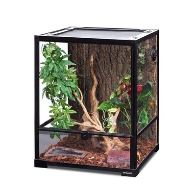 REPTI ZOO Reptile Glass Terrarium, 18'' x 18'' x 24'' Front Opening with Double ...