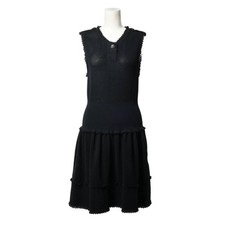 Chanel Cotton Ruffled Sleeveless Dress Used CYHE-0