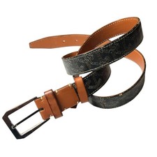 Goyard Fregate belt 33-35 Goyardine canvas logo tan leather accents 95cm Mens 34