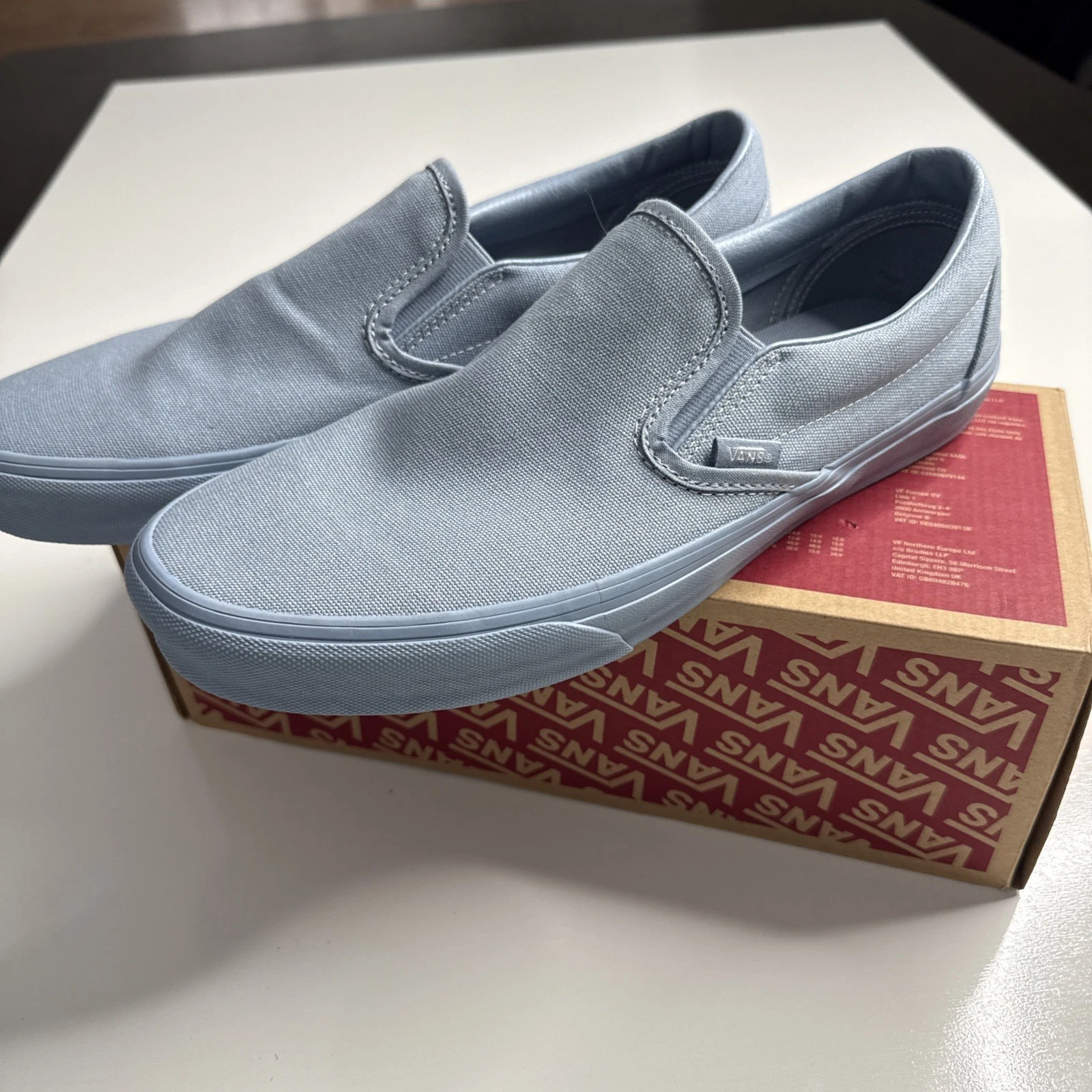 Vans Classic Slip On Pastel Mono Dusty Blue Shoes Mens Size 11.5 NEW