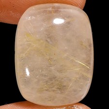 Natural Golden Rutile Quartz Radiant Cabochon Gemstone 21.5 Ct 20X15X7mm X-10441
