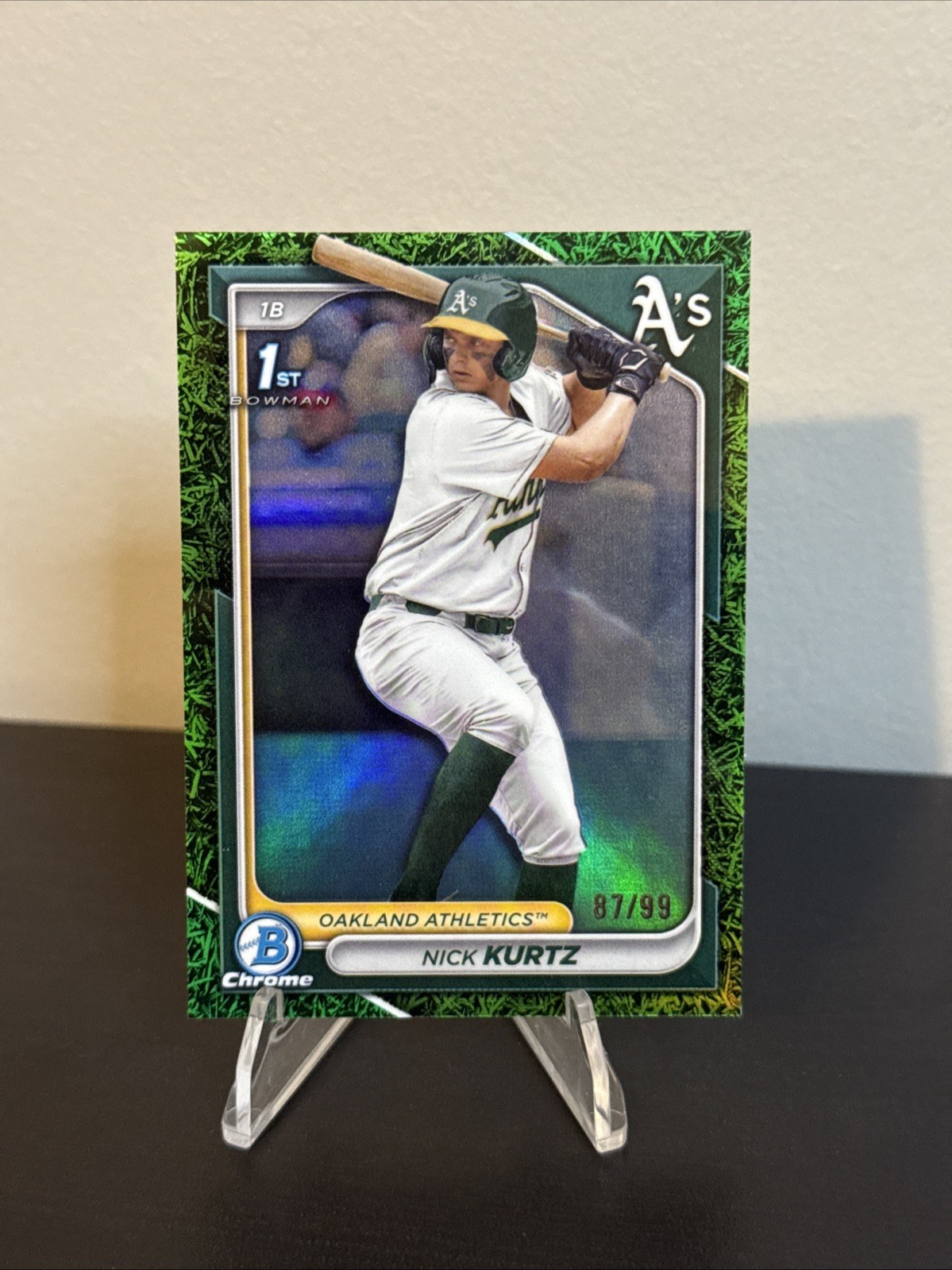 2024 Bowman Draft Nick Kurtz Chrome Green Grass Refractor /99 #BDC-56 1st Bowman