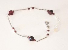 Bracciale in argento 925 con pietre granato Rosso da 5 e 3 mm ematite argentata