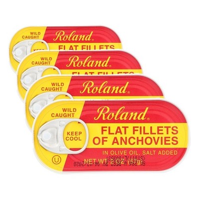 Delicious Flat Anchovies in Olive Oil   2 oz, Pack of 4 for Flavorful Dishes