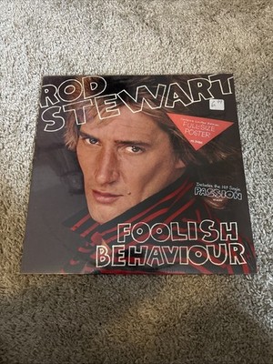 Rod Stewart 1980  Foolish Behaviour'' Vinyl LP Album Warner Bros + Ltd Ed Poster