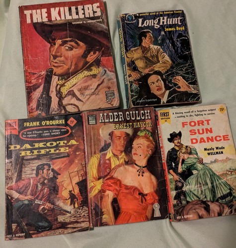 Lot of vintage of 9 Western paperbacks Manly Wade Wellman Cowboy ...
