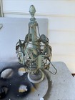 ANTIQUE RARE 3 WAY VICTORIAN TABLE LAMP CAST METAL AQUA BLUE 24” — photo 1