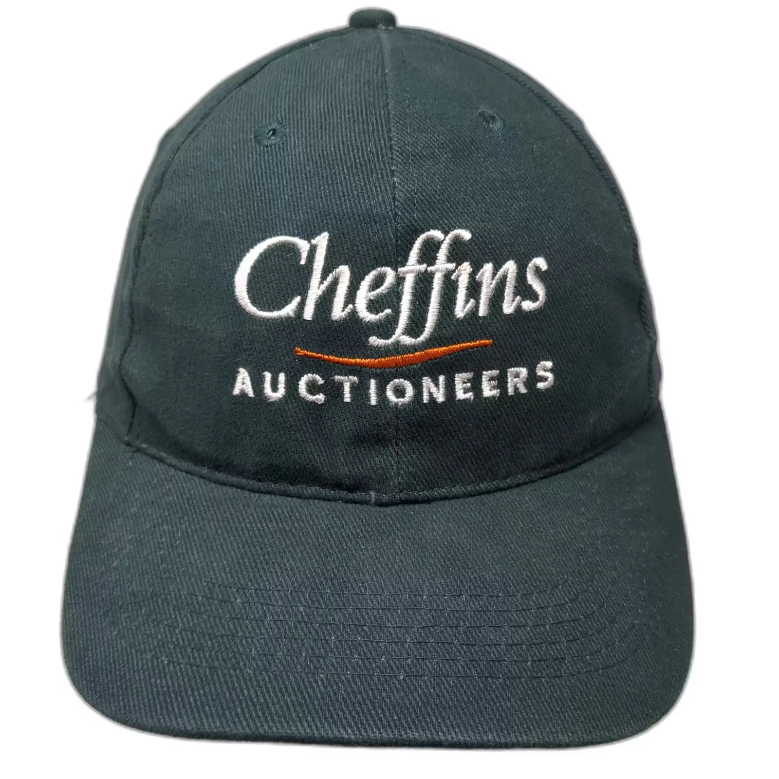 Cheffins Auctioneers Baseball Cap Hat Green White One Size Cotton Embroidered