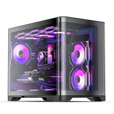 Pegasus Micro ATX PC Case Dual Chamber 270° Full View Tempered Glass Huge Spa...