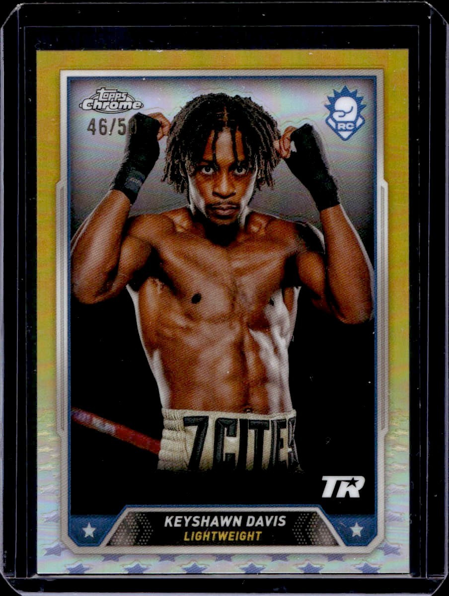 Keyshawn Davis 2024 Topps Chrome Boxing #5 RC SP True Gold Refractor #D 46/50