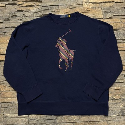 ❇︎美品Polo Ralph Lauren Big Pony Sweat Navy Polo Ralph Lauren Big Pony Crewneck Sweatshirt Mens XL Navy Blue