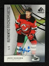 2019 SP Game Used Authentic Rookies Black Rainbow 5/5 Jack Hughes #200 Auto 0tb