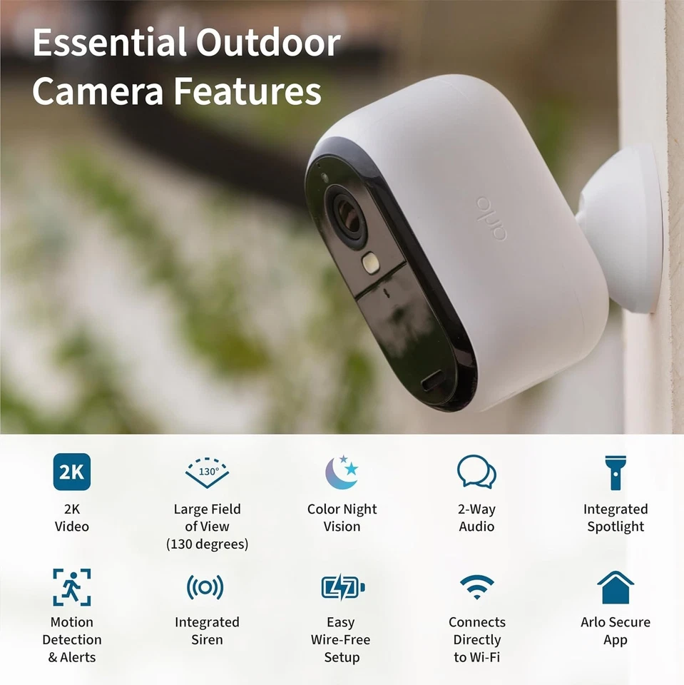 Essential Security Camera 2K | Outdoor-Indoor | 2nd Gen | Wireless with Spotligh - Image 2 of 4