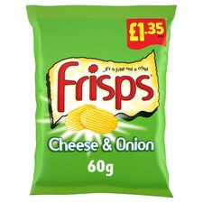 Frisps Cheese & Onion Crisps 60g Bags Full Sealed Box 16 packs Light Crisps