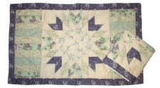 2-PC Quilted King Pillow Sham Set Patchwork, EUC