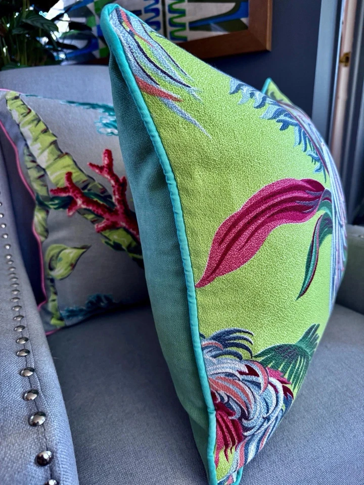 天堂鸟迈阿密海滩电力艺术装饰树皮布复古枕套 — 第 3/4 张图片