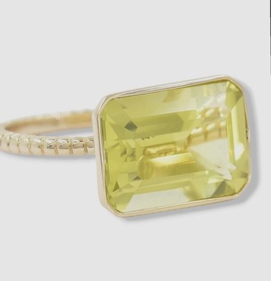 $ 1290 Boneye Schmuck Damenring 14k Gelbgold Smaragdschliff Jolie Größe 6