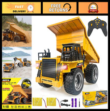 Remote Control Dump Truck Toy 2.4G RC 6 Channel Alloy Vehicle 1:18 with 2 Batter