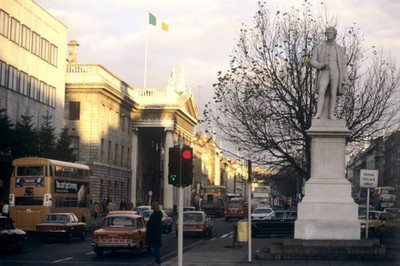 Street scene from O'Connell Street in Dublin showing Sir John Gray- Old Photo