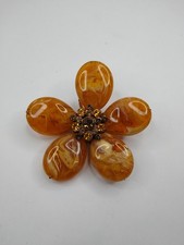 Vintage Large Star Flower Rhinestone Brooch Acrylic